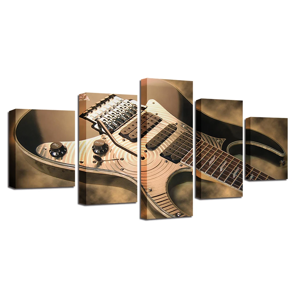 5 шт. настенные картины на холсте с изображением электрогитары | Дом и сад