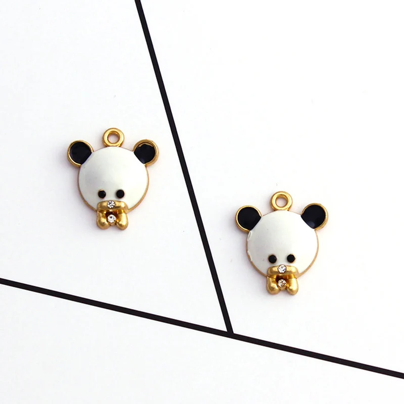 

10pcs Drop Oil Small Bear Charms Alloy Rhinestone Bear Enamel Pendant Fit Earrings Bracelets DIY Jewelry Accessories Craft YZ478