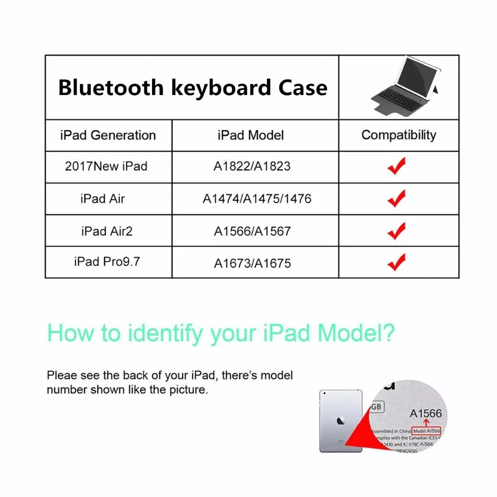 Чехол для iPad 2017 2018 9 7 Вт с Bluetooth клавиатурой ультратонкий кожаный чехол-подставка