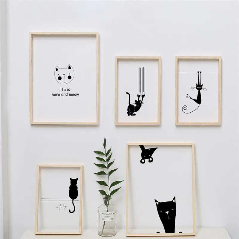 INS Wood Frame with Transparent Replaceable Core Painting Hanging for Living Room Wall Decorative Home Craft decoration | Дом и сад
