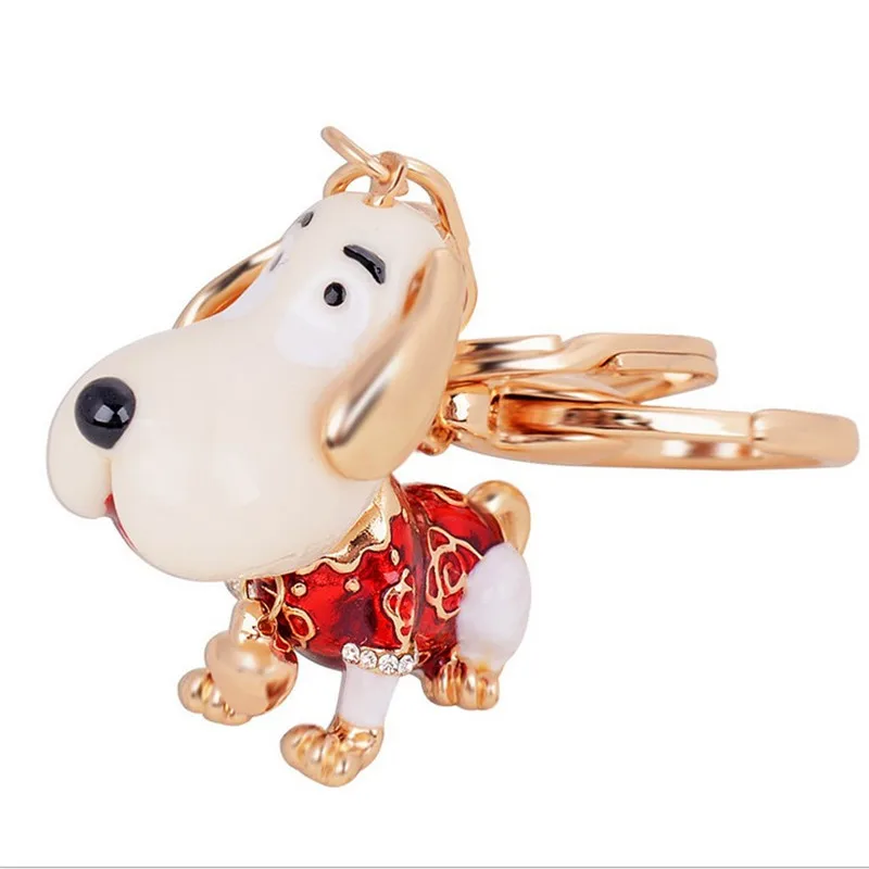 Creative Enamel Dog Keychain Rhinestone Metal keyring Women Luxury Bag Charms Keychains Key Rings Ladies Gift | Украшения и