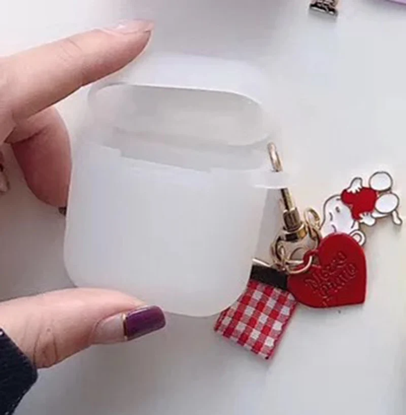 Transprents Милый мультяшный чехол для AirPods, мягкий силиконовый чехол для беспроводной bluetooth-гарнитуры, Женский чехол, защита от падения - Цвет: Transprents