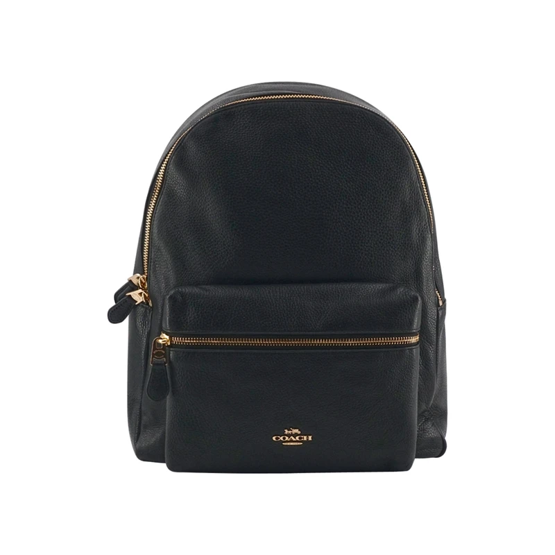 Большой черный кожаный рюкзак Coach Pebble F29004|Женские рюкзаки| |
