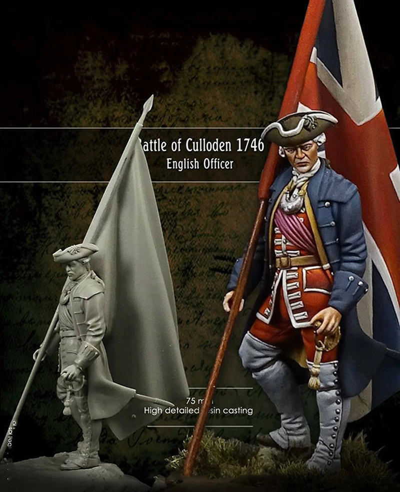 1/24 75 мм битва Culloden полицейский Clansman игрушка модель из смолы миниатюрная фигурка