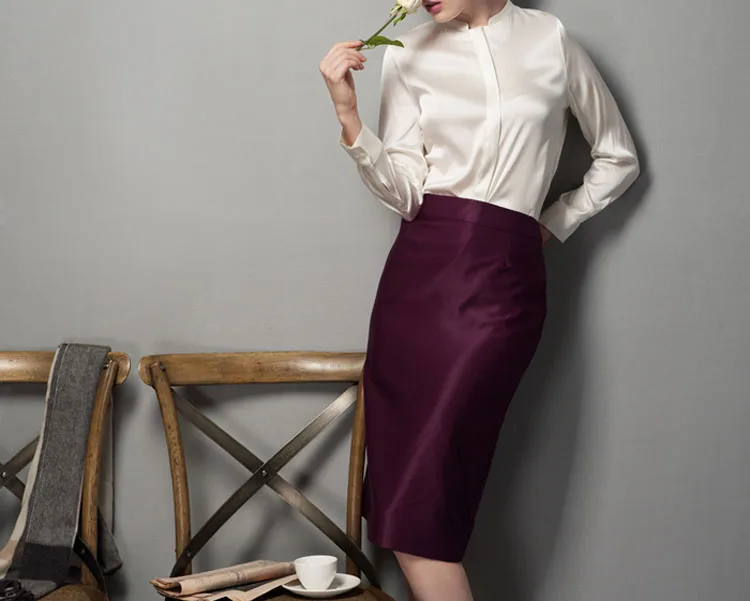 Hitz high-grade mercerized satin silk shirt collar female long sleeved lady coat all-match loose version | Женская одежда