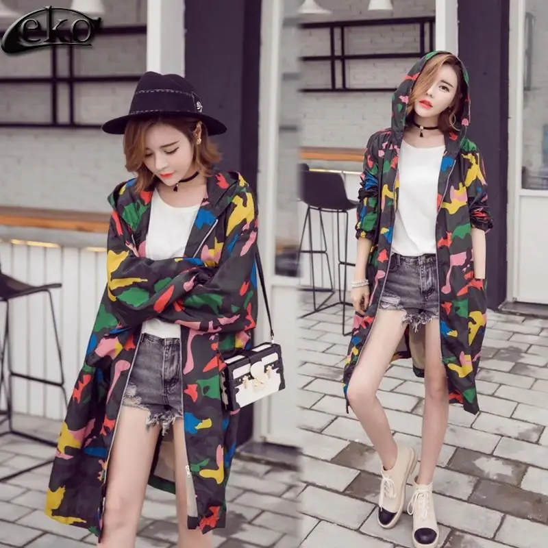 Тренчкот женский Камуфляжный с длинным рукавом карманами и принтом|print trench coat|trench