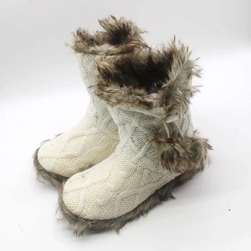 Теплые домашние тапочки Mntrerm для женщин вязаные плюшевые коралловые с имитацией