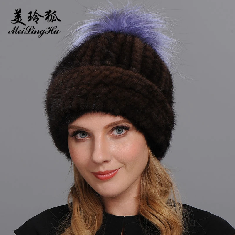 Женская зимняя утепленная шапка помпон с двумя краями|russian winter hats|russian fur hatrussian hat |