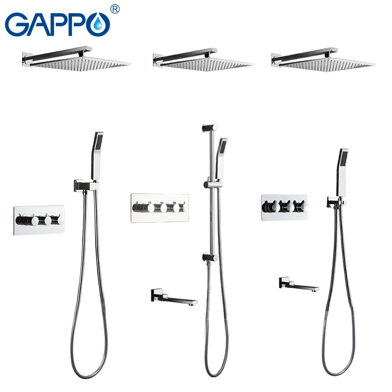 

GAPPO Shower Faucets wall mounted Concealed bathroom shower mixer rainfall shower head set bath faucet waterfall bath tap