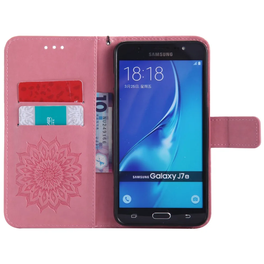 Чехол-книжка с тисненым подсолнухом для fundas Samsung Galaxy J7 2016 чехол J710 J710F 5 дюйма +