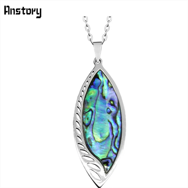 Anstory листьев Нержавеющая сталь В виде ракушки кулон Цепочки и ожерелья для Для