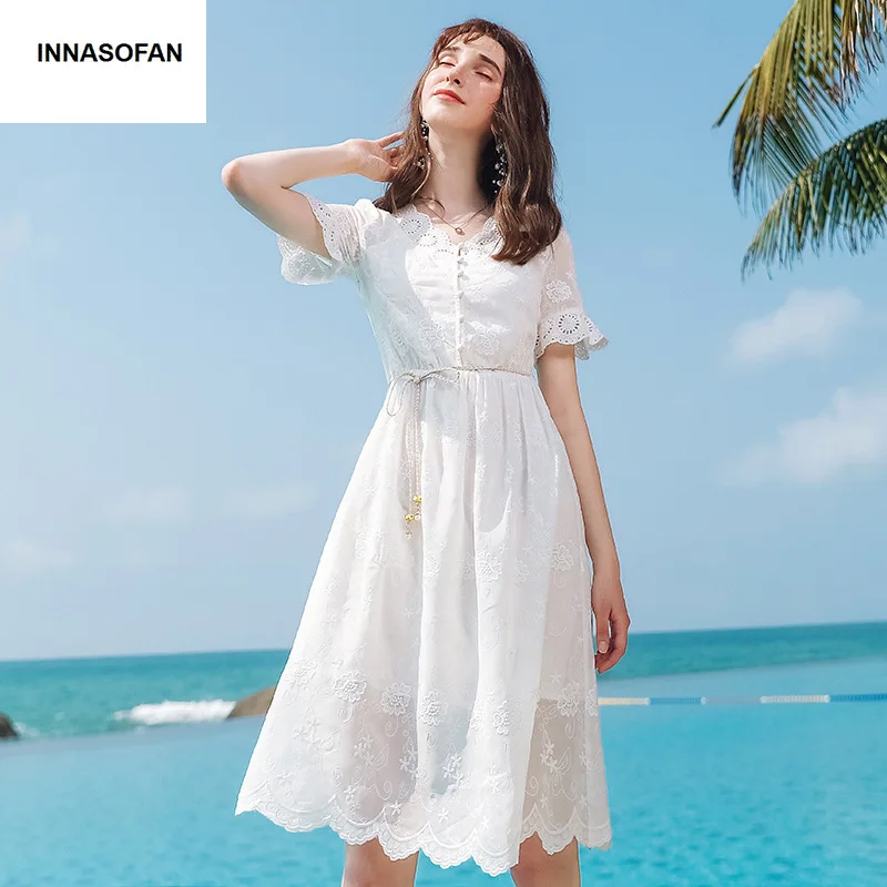 Женское пляжное платье INNASOFAN с высокой талией в европейском и американском стиле