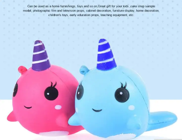 5pcs/lot Cute Squishy Colorful Horn Whale Slow Rising Straps Rainbow Dolphin Squeeze Scented Bread Cake Kid Fun Toy Gift | Игрушки и