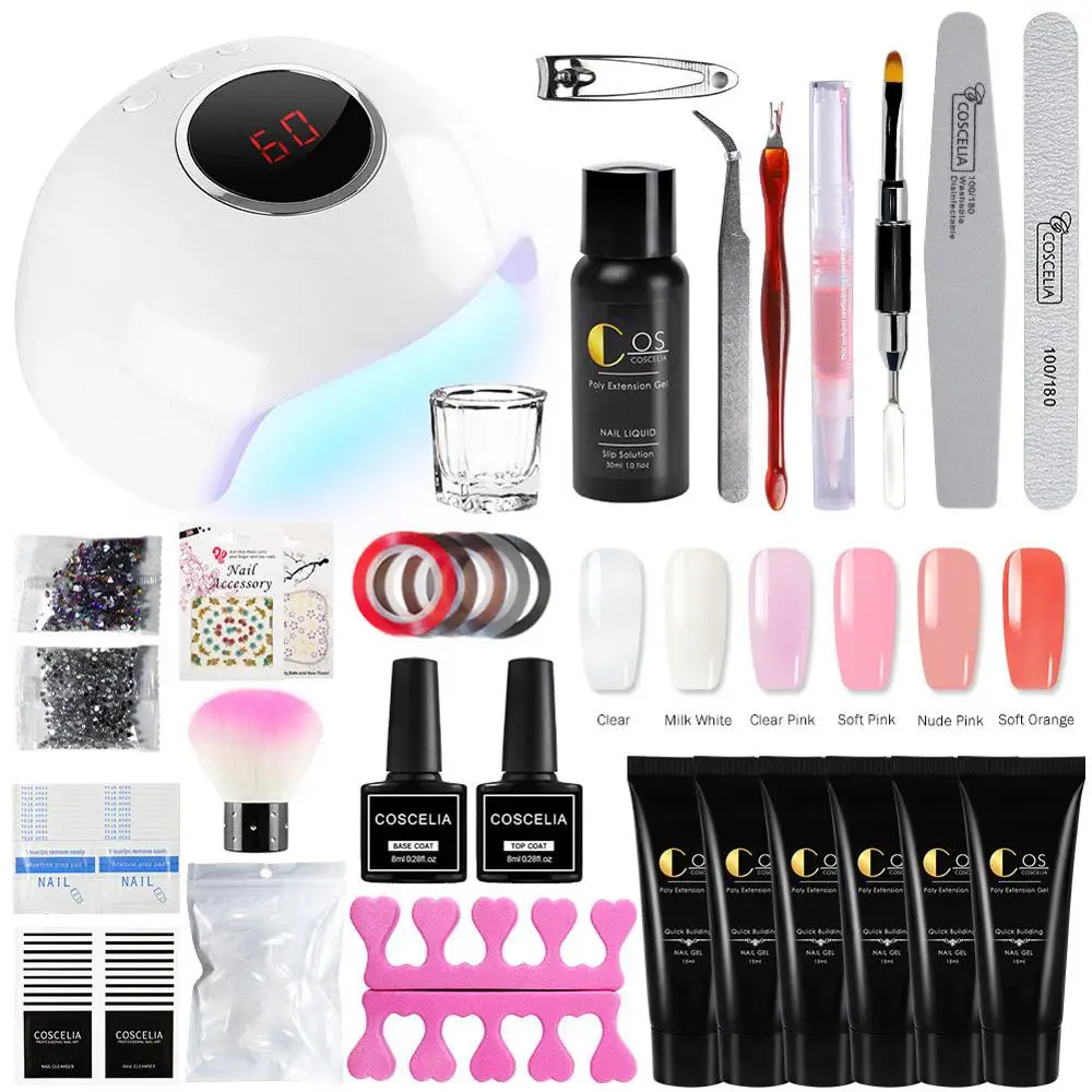 With Lamp Kit 01 Маникюрный набор полигель-Удлинитель Набор для маникюрный гель для ногтей лак для ногтей Набор для дизайна ногтей 24 Вт УФ/Светодиодная лампа для сушки ногтей инструменты - Цвет: With Lamp Kit 01