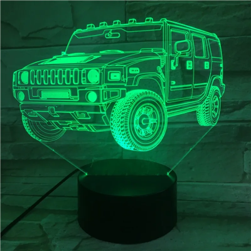Новинка Ночной светильник Luminaria Jeep Car Off road Suv 3D иллюзионная лампа светодиодный