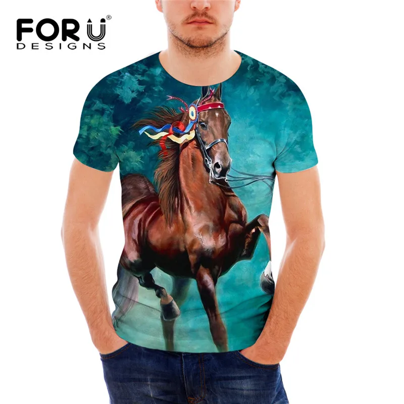 FORUDESIGNS/мужская футболка с 3D принтом лошади брендовые дизайнерские футболки