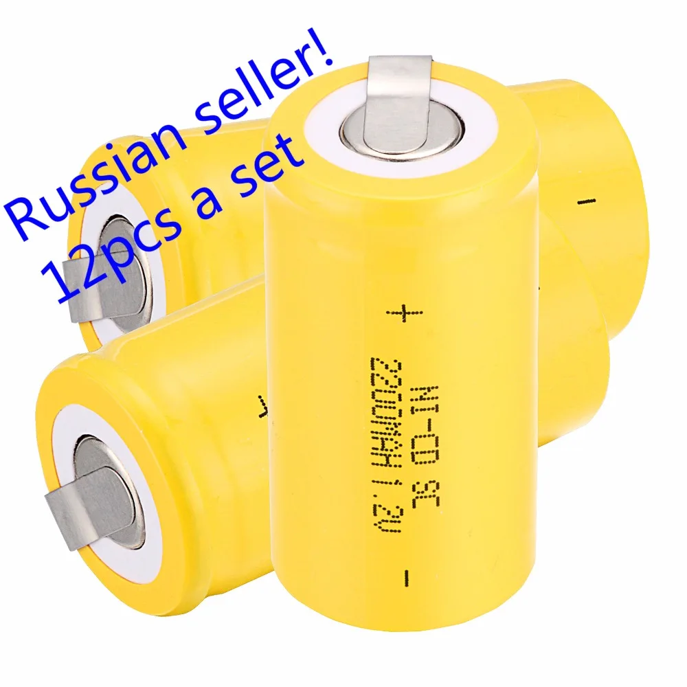 

Russian seller ! 12 pcs Sub C SC battery 1.2V 2200 mAh Ni-Cd NiCd Rechargeable Battery 4.25CM*2.2CM
