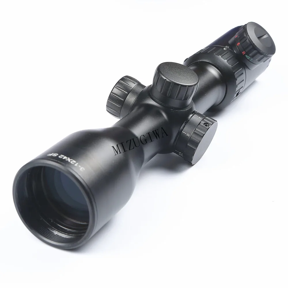 Tactical Rifle Scope 3-12x42 SF Magnification Sight Mil-Dot Reticle Red Green illumination Adjustable Objective Lens Hunting |