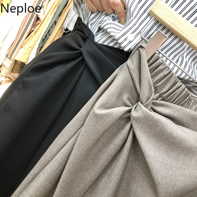 Neploe завязанные юбки женские летние 2019New однотонные брюки свободные с высокой