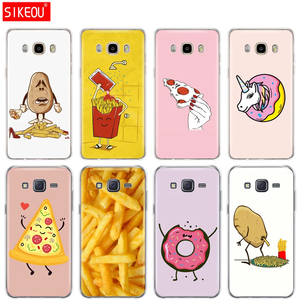 Силиконовый чехол для телефона Samsung Galaxy J1 J2 J3 J5 J7 MINI 2016 2015 prime Pizza French fries Doughnut