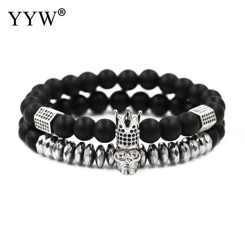 Набор браслетов с черепом мужские аксессуары фианитами ювелирные изделия Erkek