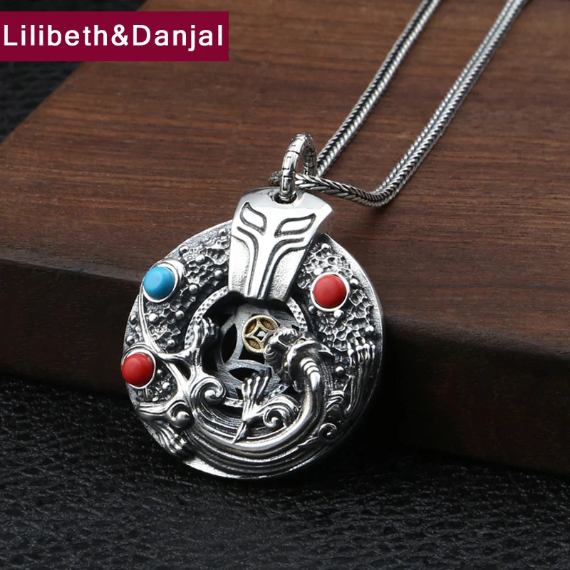 Подвеска из серебра 925 пробы Lucky God beast инкрустированная отвагой с подвеской P139