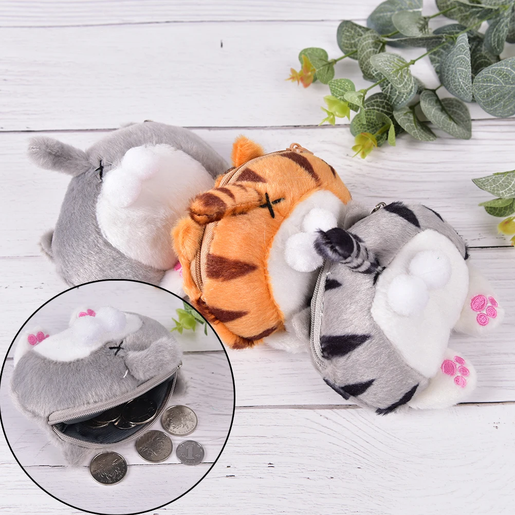Kawaii Женский мини милый кот хвост плюшевый Кошелек для монет сумка Para Monedas