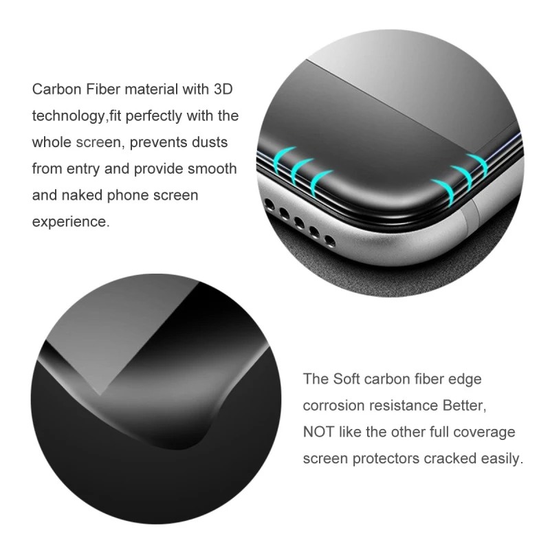 1000pcs Carbon 3D Curved Tempered Glass Screen Protector Film For iPhone 13 Pro Max 12 Mini 11 XS XR X 8 7 6 Plus SE With Box | Мобильные