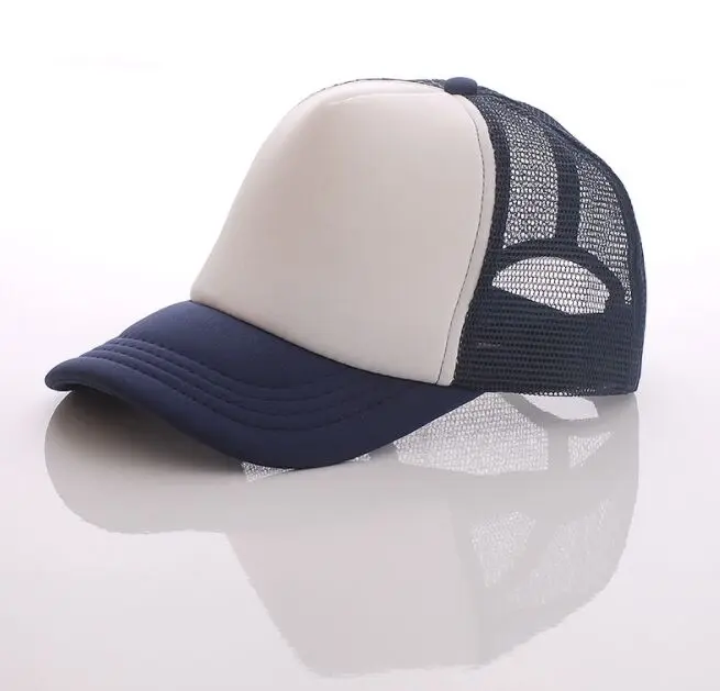 navy blue and white 5 шт./партия, летние мужские повседневные сетчатые бейсболки для взрослых, с принтом «сделай сам», индивидуальный дизайн логотипа, бейсболки, кепки, кепки, пляжные бейсболки - Цвет: navy blue and white