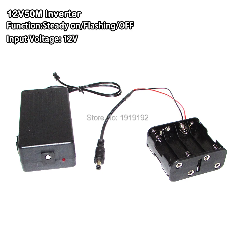 

New type DC12V EL inverter/Driver with Cell box for 50M EL wire and strip powered by 8-AA battery For Flashing Glow Party decor