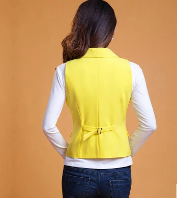 Однотонный короткий Стильный женский костюм жилет на одной пуговице бретелях