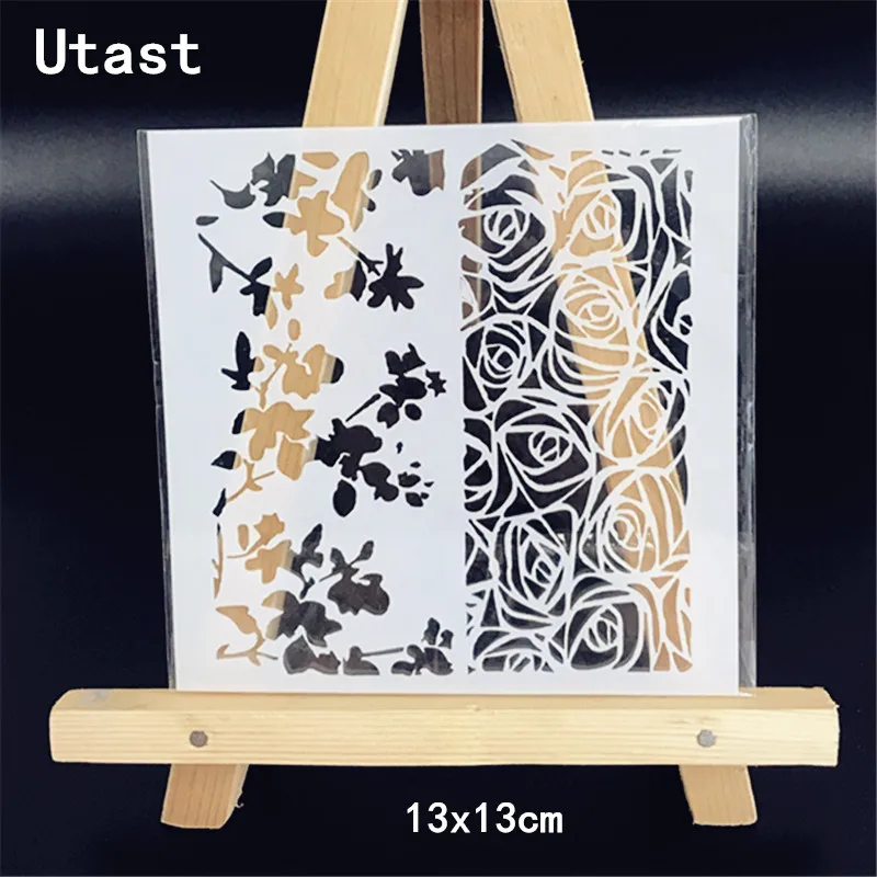 Цветы Листья DIY Пластиковые наслоенные трафареты маскирующий спрей шаблон для