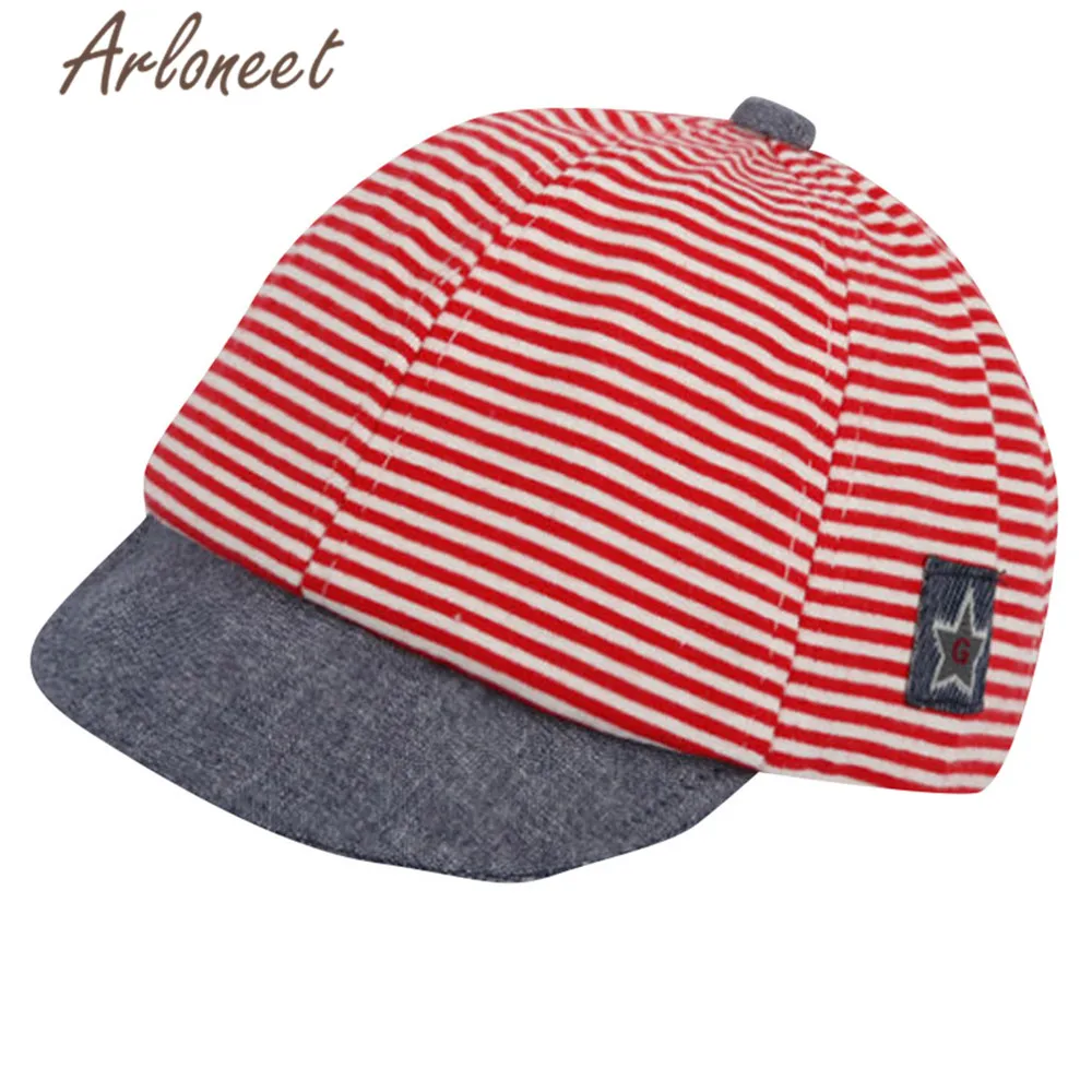 ARLONEET Fashion Baby hat Boys Girls Letter sun Eaves Baseball Cap Striped print Unisex Cotton 2019 New summer Snapback Hat | Детская