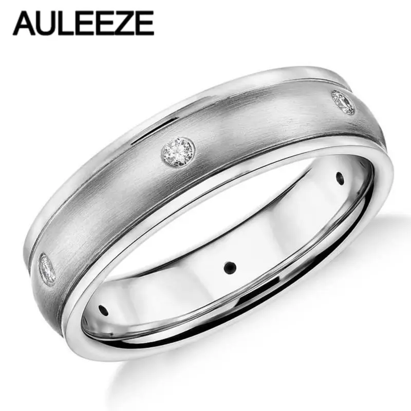 

14K 585 White Gold Diamond Rings For Women Brushed Matte Engagement Ring Round Cut Moissanites Classic Lab Grown Diamond Ring