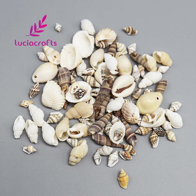 Lucia crafts 50 г(около 80 шт) мульти размер натуральный Пляж мода ракушки свободные бусины DIY ручной работы украшения E1012