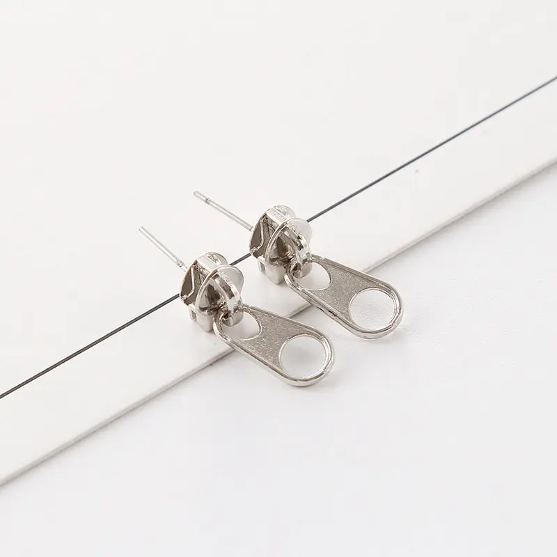 Новые модные золотые и черные серьги-гвоздики в стиле панк на молнии 3 западном