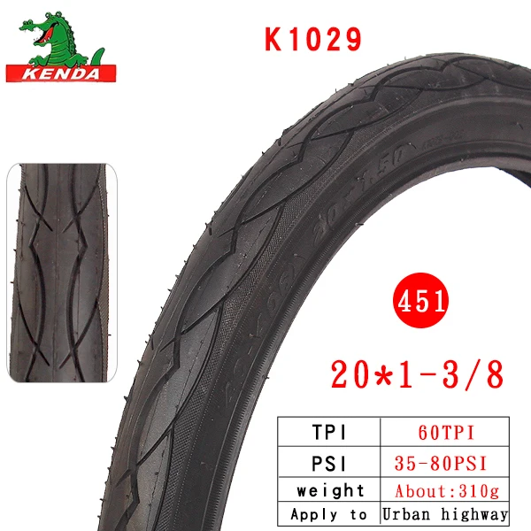 20X1-3-8 60TPI K1029 KENDA City велосипедные шины K1029 стальная проволока 14 20 26 дюймов 20*1,5 20*1-3/8 60TPI 1,25 1,75 полулысые велосипедные шины запчасти - Цвет: 20X1-3-8 60TPI K1029