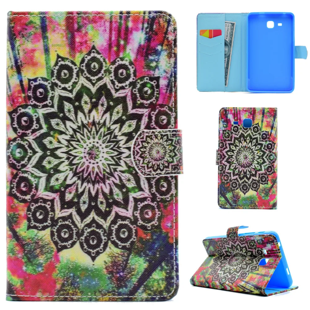 Ультратонкий чехол книжка из искусственной кожи с рисунком и подставкой для Samsung