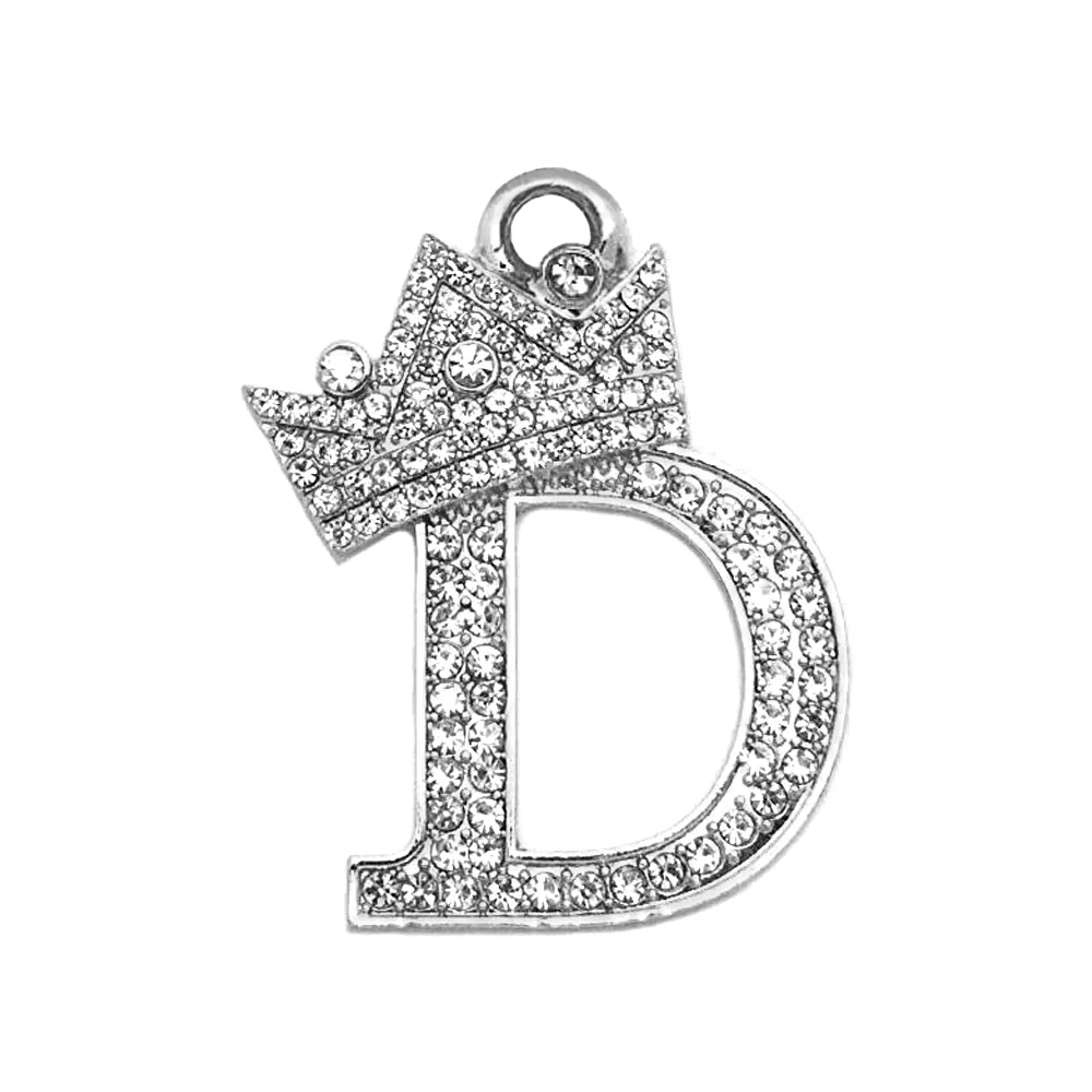 Metal Alloy Clear Crystal Initial Alphabet Letter Crown D Pendant Charm For Necklaces Making | Украшения и аксессуары