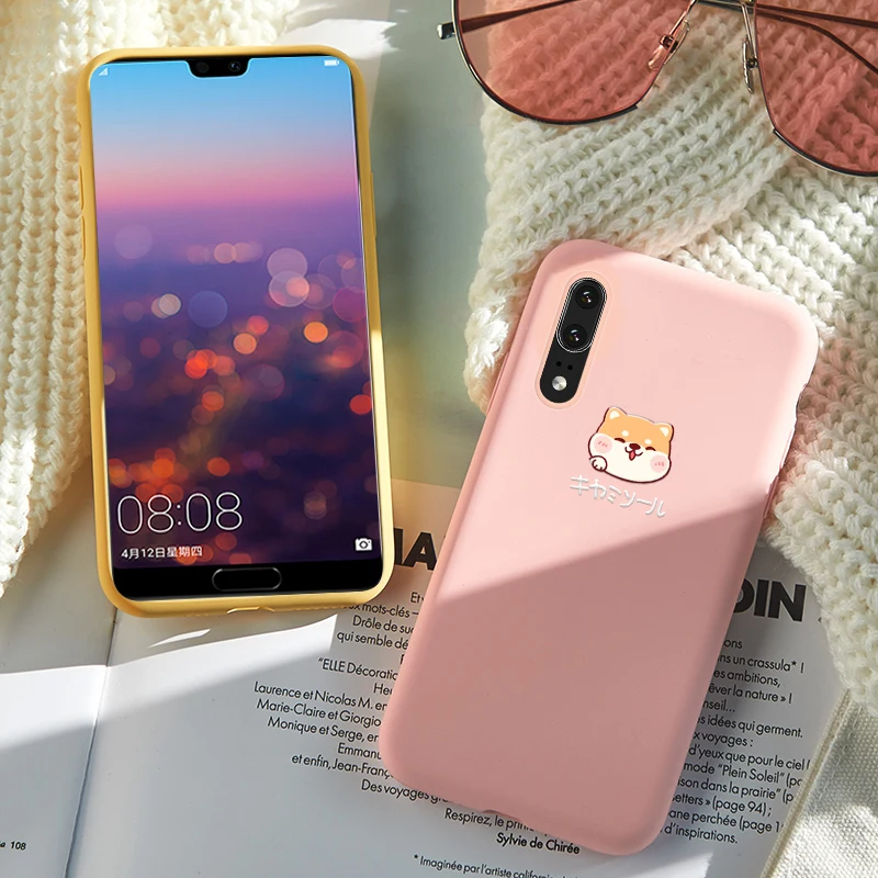 Cute Liquid Silicone Case For Huawei P20 P30 Lite Pro Dogs Plain Clear Cover Honor 8X 10 lite Mate 20 |