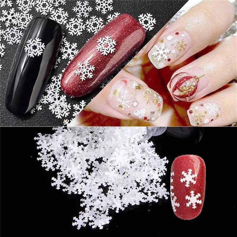 1 бутылка 3D снежинки для ногтей блестки хлопья наконечник белый смешанный Блеск