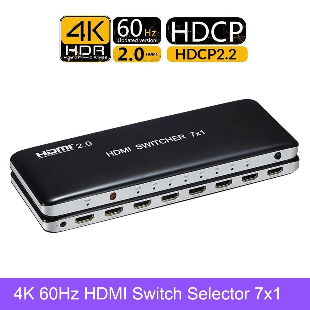 4K 60HZ HDMI коммутатор 7 портов 7X1 4x1 2 0 распределитель коробка с ИК беспроводной