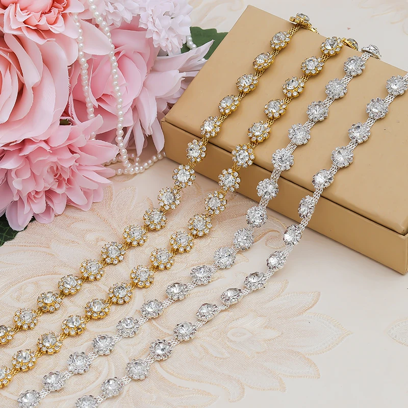 

Yanstar Wedding accessory Rhinestones Cupchain By The 5Yards For Wedding Belt Hot fix DIY Bridal Decoration YS948