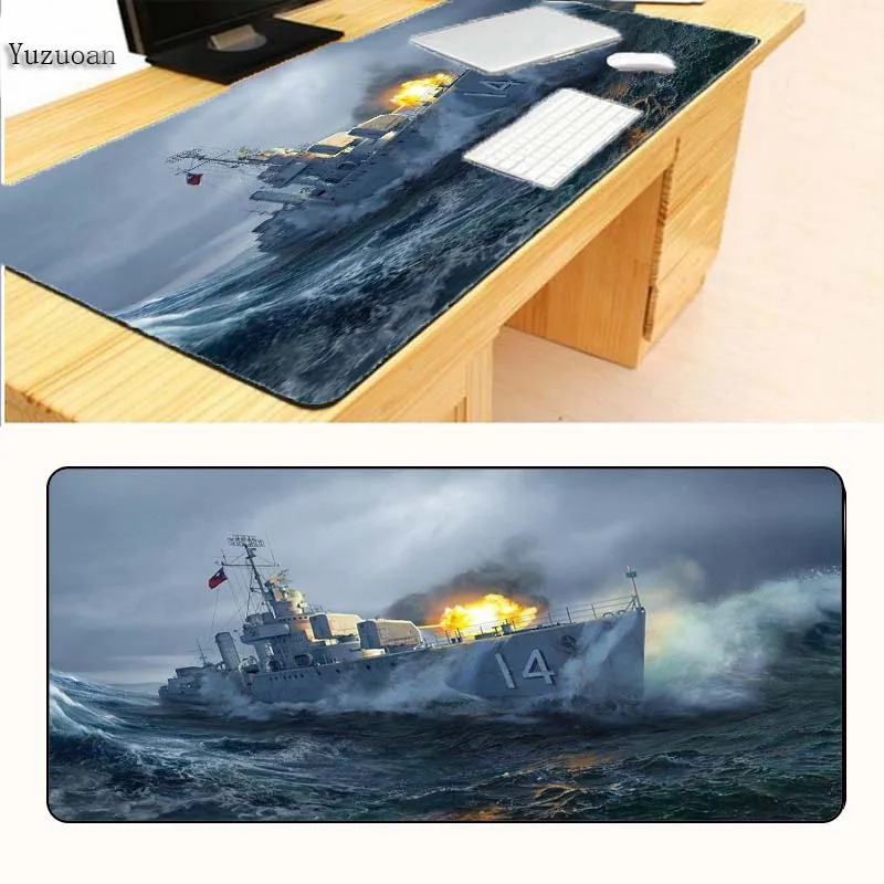 300X600X2MM Yuzuoan World Of Warship Расширенный игровой коврик для мыши XXL Прошитые края водонепроницаемый резиновый большой Keyboad коврик - Цвет: 300X600X2MM