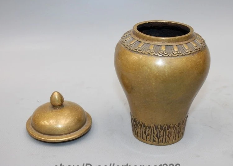 6.69&quot Chinese craftwork Refined Bronze Copper Tea caddy Vase Pot Crock | Дом и сад