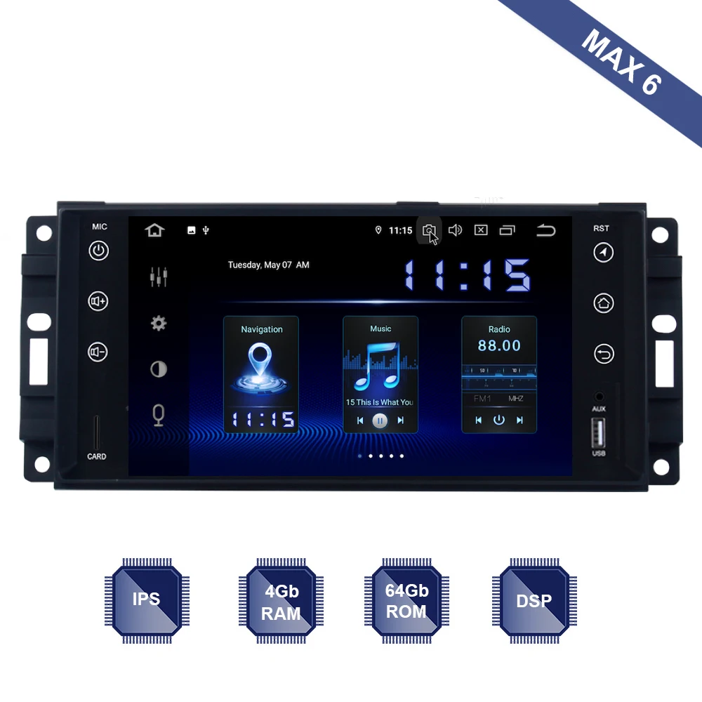 Android 9,0 2 Din gps для Jeep Grand Cherokee 2008 2009 2010 2011 Commander PX6 DSP ips HDMI 4 Гб+ 64 Гб RDS wifi BT USB carplay