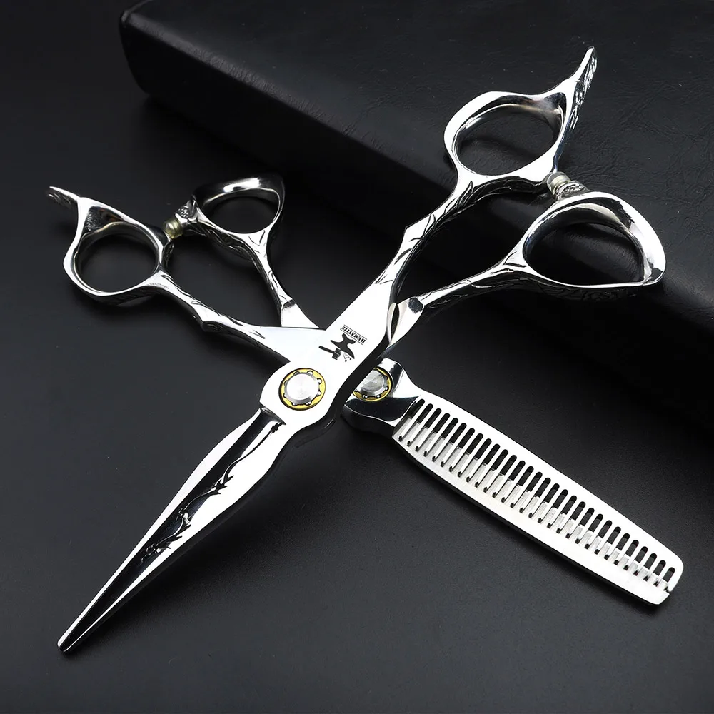 6 inch high quality hair scissors Japan 440C bearing haircut scissors hollow carving cutting scissors barber scissors