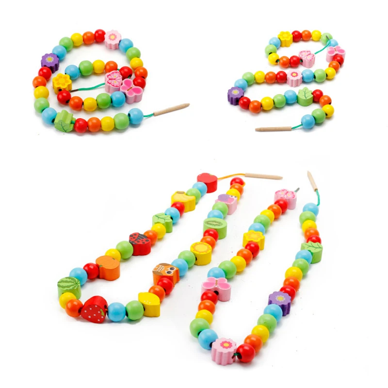 Веселые игрушки Монтессори деревянные с бусинами для малышей красочные фрукты