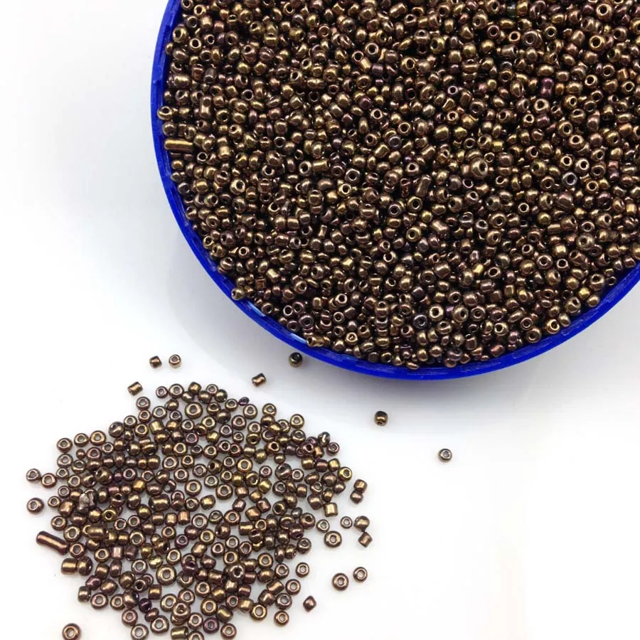 16 г 1000 шт. 2 мм 12/0 коричневые металлические непрозрачные круглые
