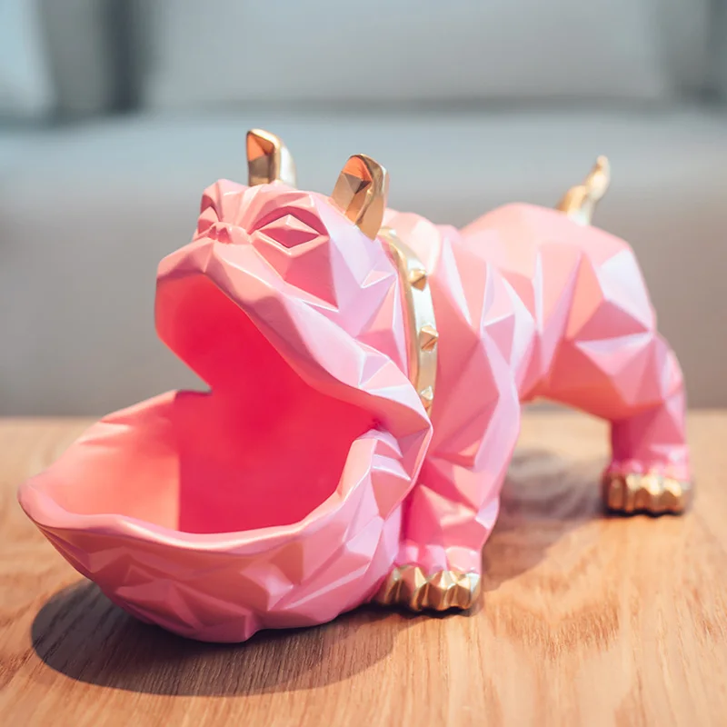 

Geometric Bulldog Storage Box Statue Animals Bird Figurine Sculpture Resin Art&Craft Candy Dish Key Storage Home Decoration R747